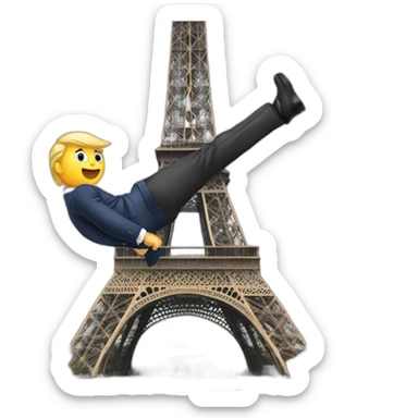 donald trump doing a handstand on the eiffel tower sticker
