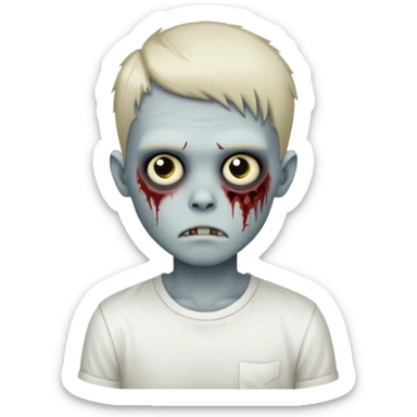 zombie boy with side-swept emo hair and white shirt sticker