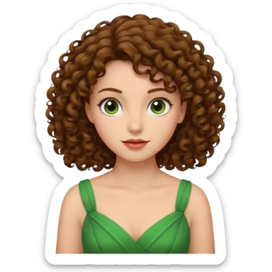 green dress curly hair sticker