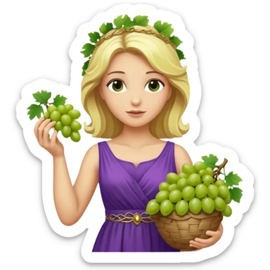 purple dress ancient greek blonde woman  with grape sticker