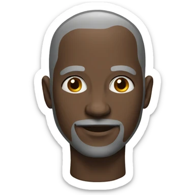 Black bald man with a slight graybeard sticker