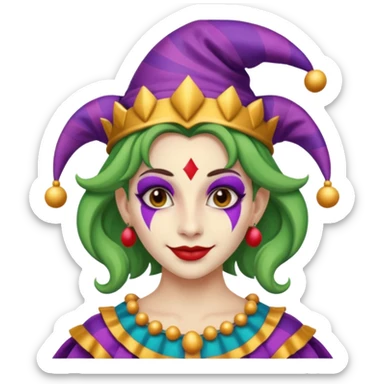 Jester female, black and white sticker