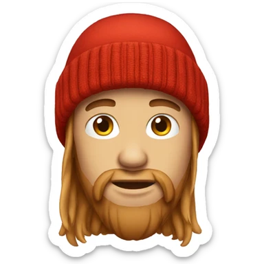 red beanie wearing long hair guy sticker