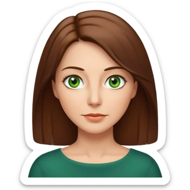 pretty middle age woman with green eyes and shoulder length straight brown hair  sticker