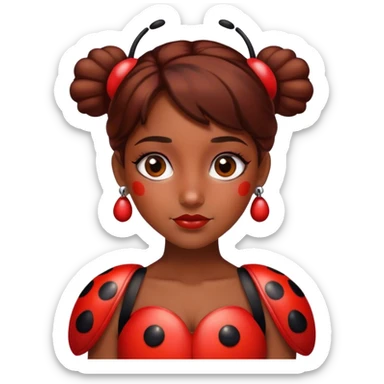A girl in a ladybug costume with bug earrings sticker