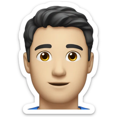 27 years old handsome white man with blue eyes and black short hair sticker