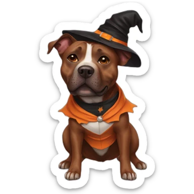 Brown staffy in Halloween costume sticker