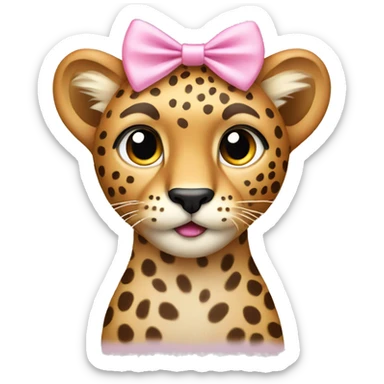 Cheetah with a light pink bow on top sticker