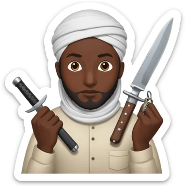 Muslim man with a knife amd bombs sticker