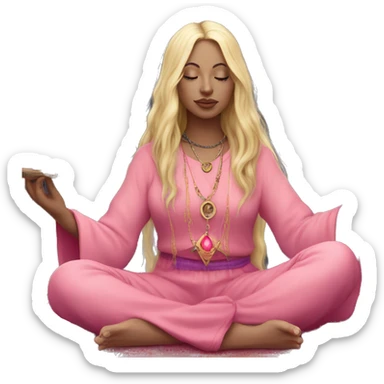 Hippie spiritual moon witch candles incense with blonde hair pink clothes sticker