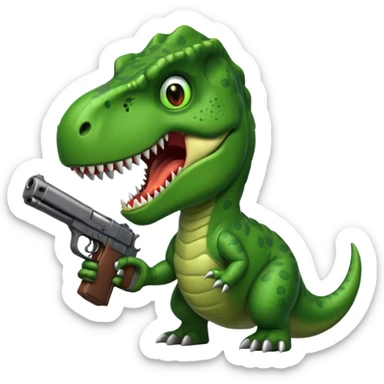 T-Rex holding a gun sticker