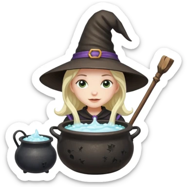 Witch Girl İn A Cauldron mixing Soapy Water sticker