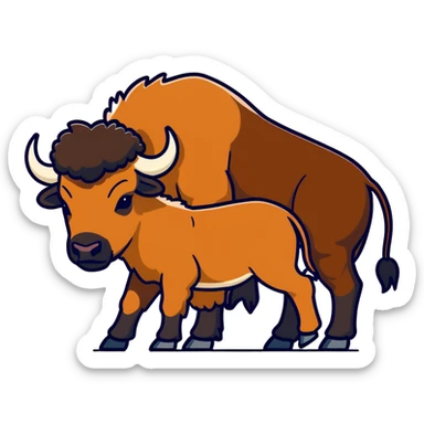 Heard of mother and baby Bison sticker