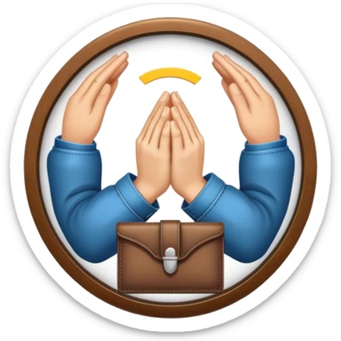 Praying hands in a circle and a wallet in the middle sticker
