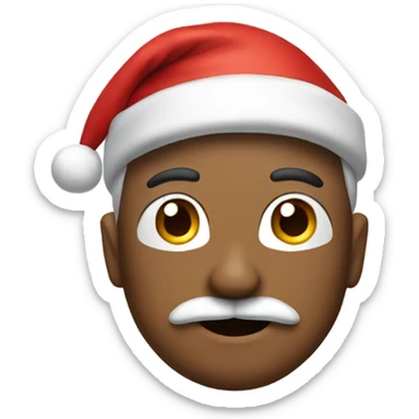 Man with mustache wearing a Santa hat sticker