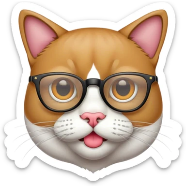 Dame un emoji de un gato con lentes y bigote  sticker