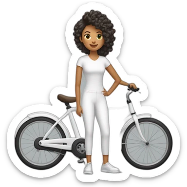 mujer con el pelo color blanco cayéndose de una bicicleta sticker