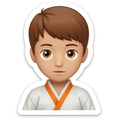 garcon blanc judoka cheveux brun avec ceinture orange sticker