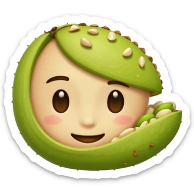 can you make a cuite pistachio emojii that is pixalited and wear th echaracter laught/ smile to the point where it closes it eyes  sticker