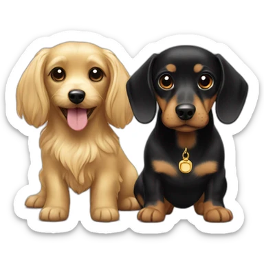 gold maltese and black dachshund sticker