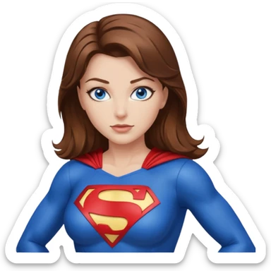 Brown hair blue eyes sexy superhero big chest sticker