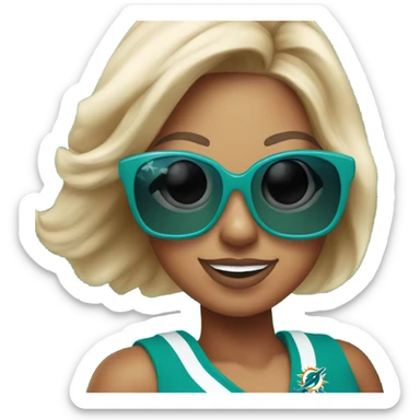 Miami dolphin cheerleader in sunglasses sticker