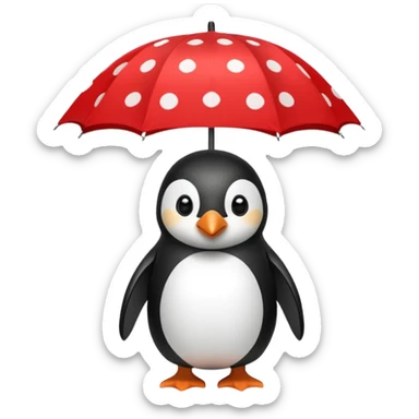 Penguin with red polka-dot umbrella sticker