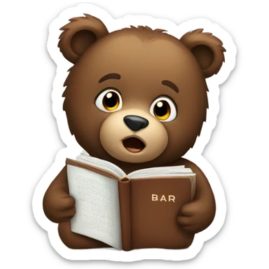 Bear with book sticker