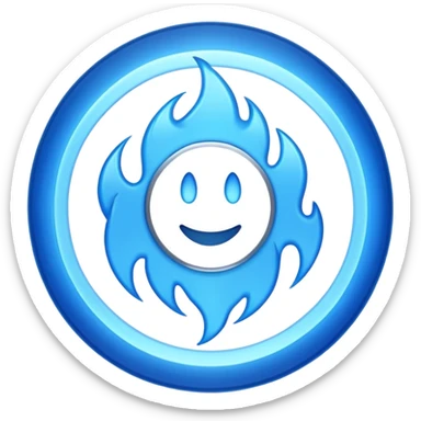 A minimalist CD disc with a subtle blue fire design, emoji style, blue fire, variation 1. sticker