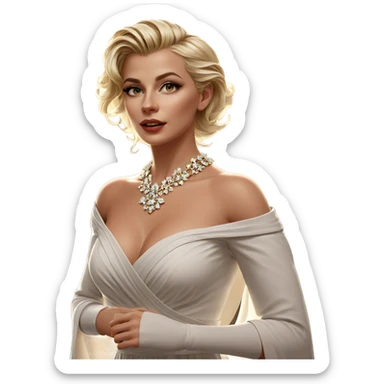 blonde girl in white dress sticker