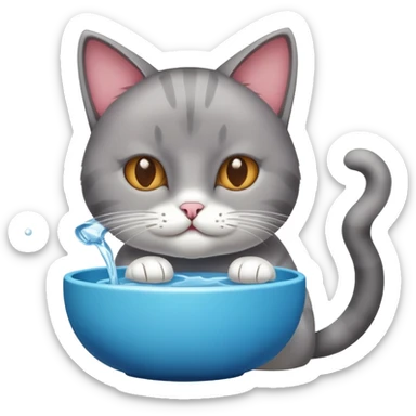 cat sipping water sticker