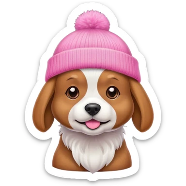 dog wearing a pink beanie sticker