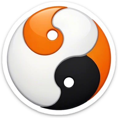 Orange and black ying yang sticker