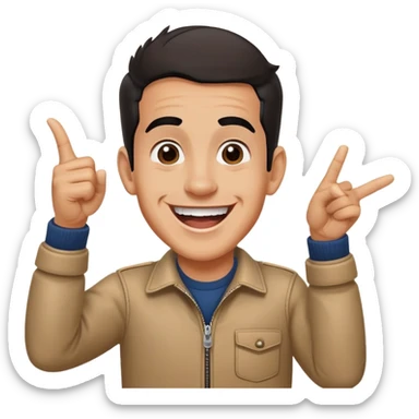 Marc Márquez señalando hacia arriba y riendose sticker