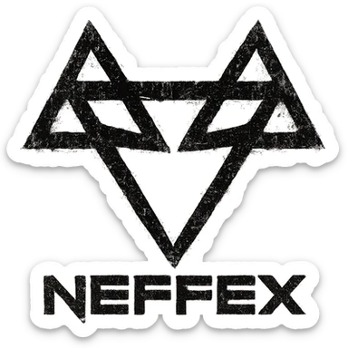 grunge-style logo for Neffex group with textured effects and raw edges sticker