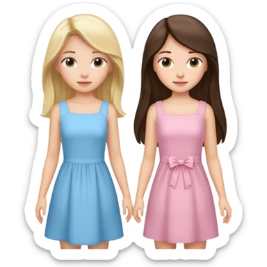 blonde girl in light blue dress and long haired brunette girl in light pink dress sticker