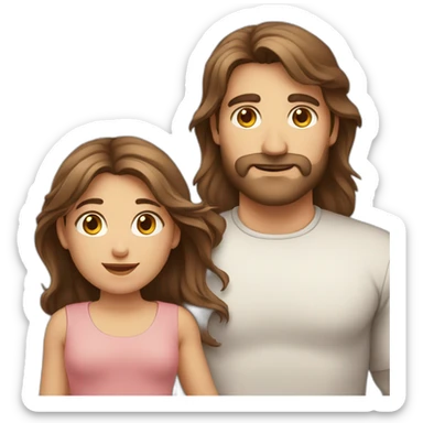 european family, Brown hair man, long Brown hair woman, baby girl sticker