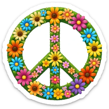 Hippie peace sign flowers  sticker