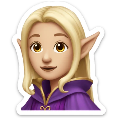 Noble female Elf with Elf ears and blonde hair and purple robes sticker