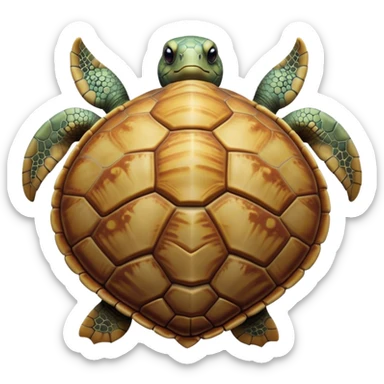 Cinematic Realistic Noble Sea Turtle Portrait Emoji, Poised and dignified, with a robust, time-worn shell intricately patterned in earthy tones and a weathered, wise face with deep, observant eyes, rendered with lifelike texture and natural, diffused light; high shine, intelligent and serene, styled with an air of oceanic majesty, focused and attentive, soft glowing outline, capturing the essence of a watchful and confident sea turtle that appears to glide out of the screen with timeless authority! sticker