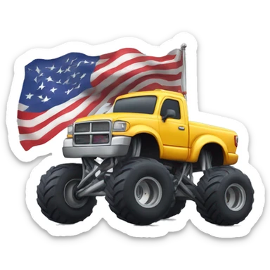 Monster Truck with American flag  sticker