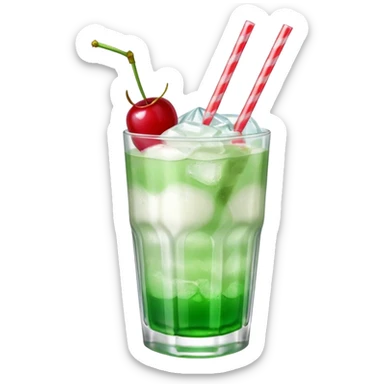 Japanese cream soda on a glass with ice cherry on top sticker