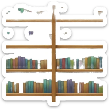 bookshelf, 2 books each side, space in the middle sticker
