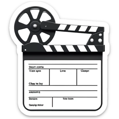 single line art movie clapper, ultra thin outlines, no fill, most minimal possible sticker
