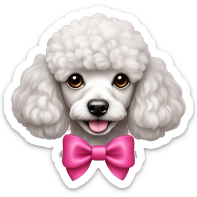 Mini poodle con un lazo rosado sticker