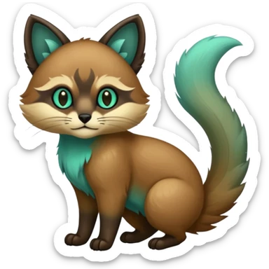 exotic shiny sparkly colorful  dark gloomy ghostly spooky greyish blackish green cyan toned colored fantasy-Cacomistle-tanuki-oncilla-caracal-animal-hybrid (full body) sticker