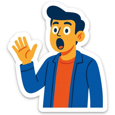 a surprised guy with his mouth open, expressive face, casual style sticker