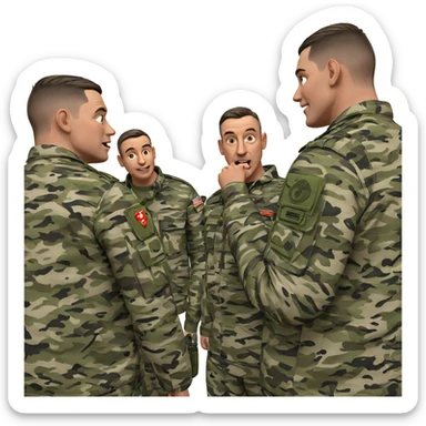 military boys in camouflage uniforms sticker