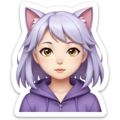 cute anime style catgirl with a cute expression sticker