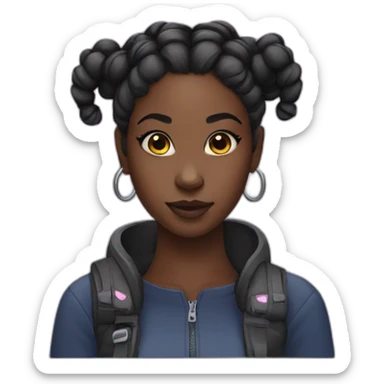 black girl space buns sticker